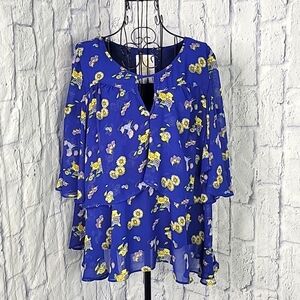 DISNEY Alice‎ In Wonderland Flowy Layered Blouse XL